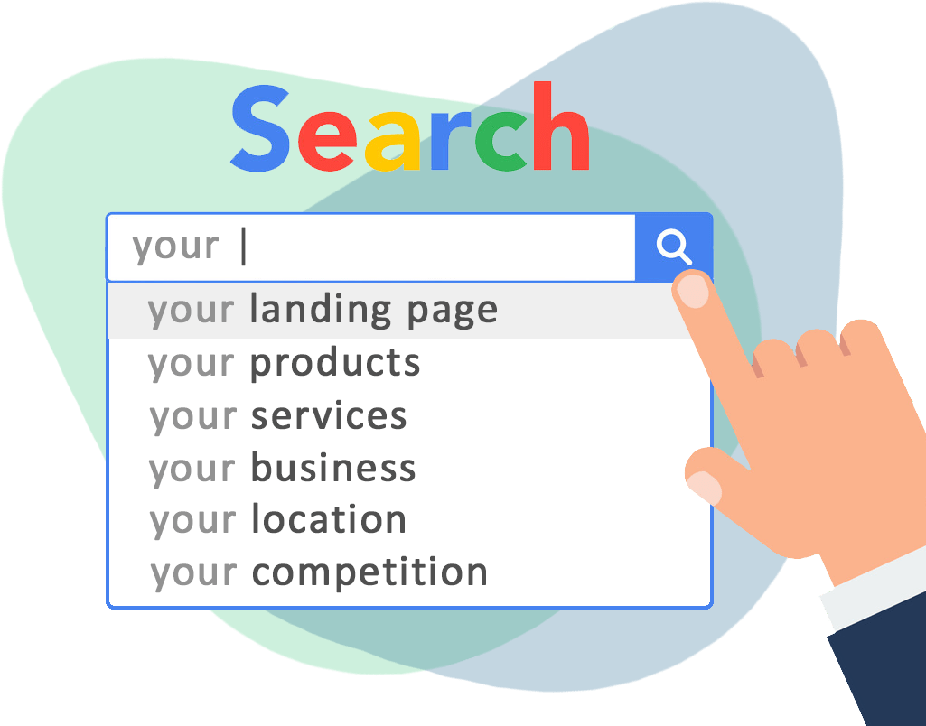 search bar graphic for SEO online retailing digital marketing services